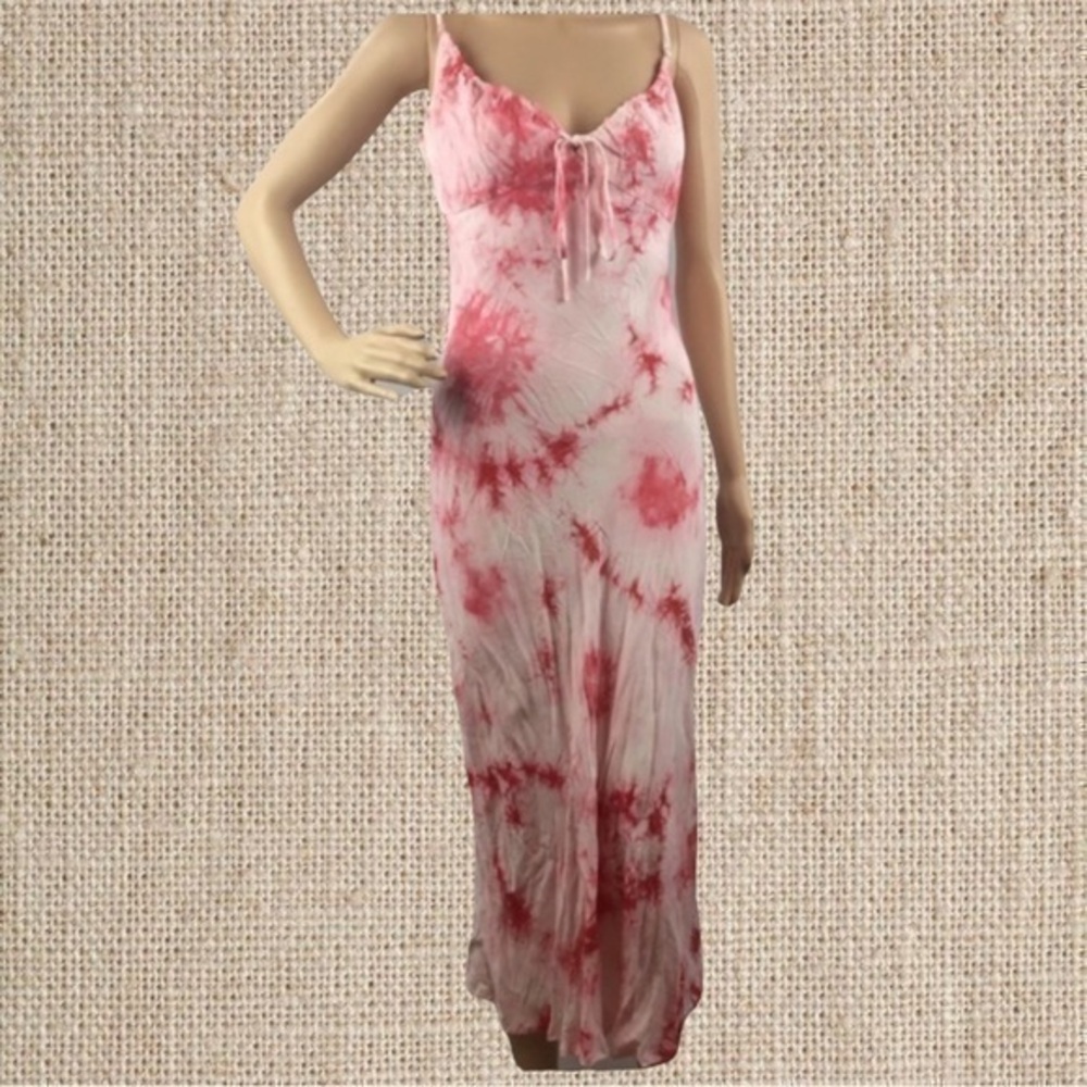 Pink tie die maxi dress—never been worn